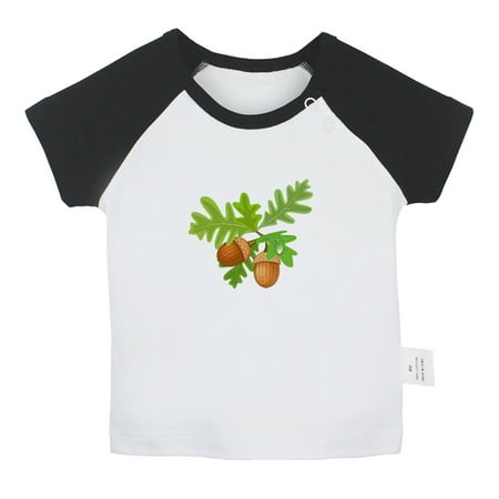 

Nature Pattern Acorn T shirt For Baby Newborn Babies T-shirts Infant Tops 0-24M Kids Graphic Tees Clothing (Short Black Raglan T-shirt 0-6 Months)
