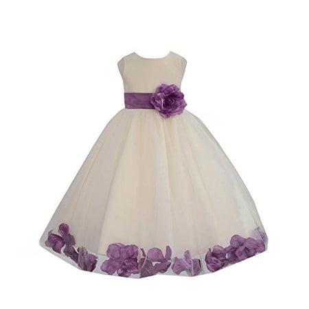 Ekidsbridal Ivory Tulle Rose Petals Formal Flower Girl Dresses Junior Bridesmaid Photoshoot Evening Gown Graduation Ceremony 302S 2
