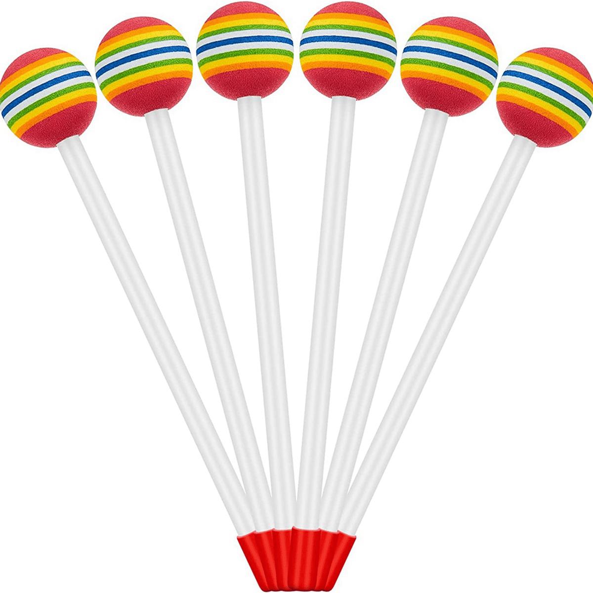 36 Pcs Lollipop Drum Mallet Sticks Round Rainbow Hammer Percussion Sticks Drumsticks for Kids Child Mallet Musical Toy