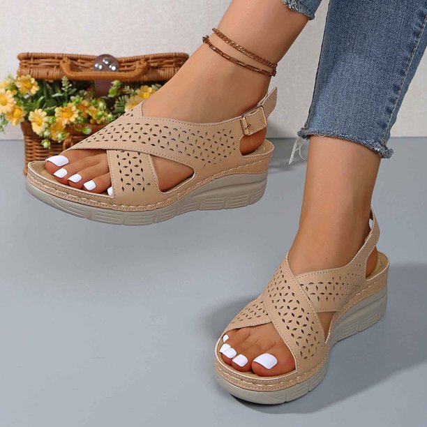 WILLBEST Sandalias De Plástico Para Mujer, Cómodas Sandalias Casuales Para Caminar En La Playa, Con Tacón De Cuña Y Punta Abierta, Calzado De Moda De Verano Con Diseño De Masaje