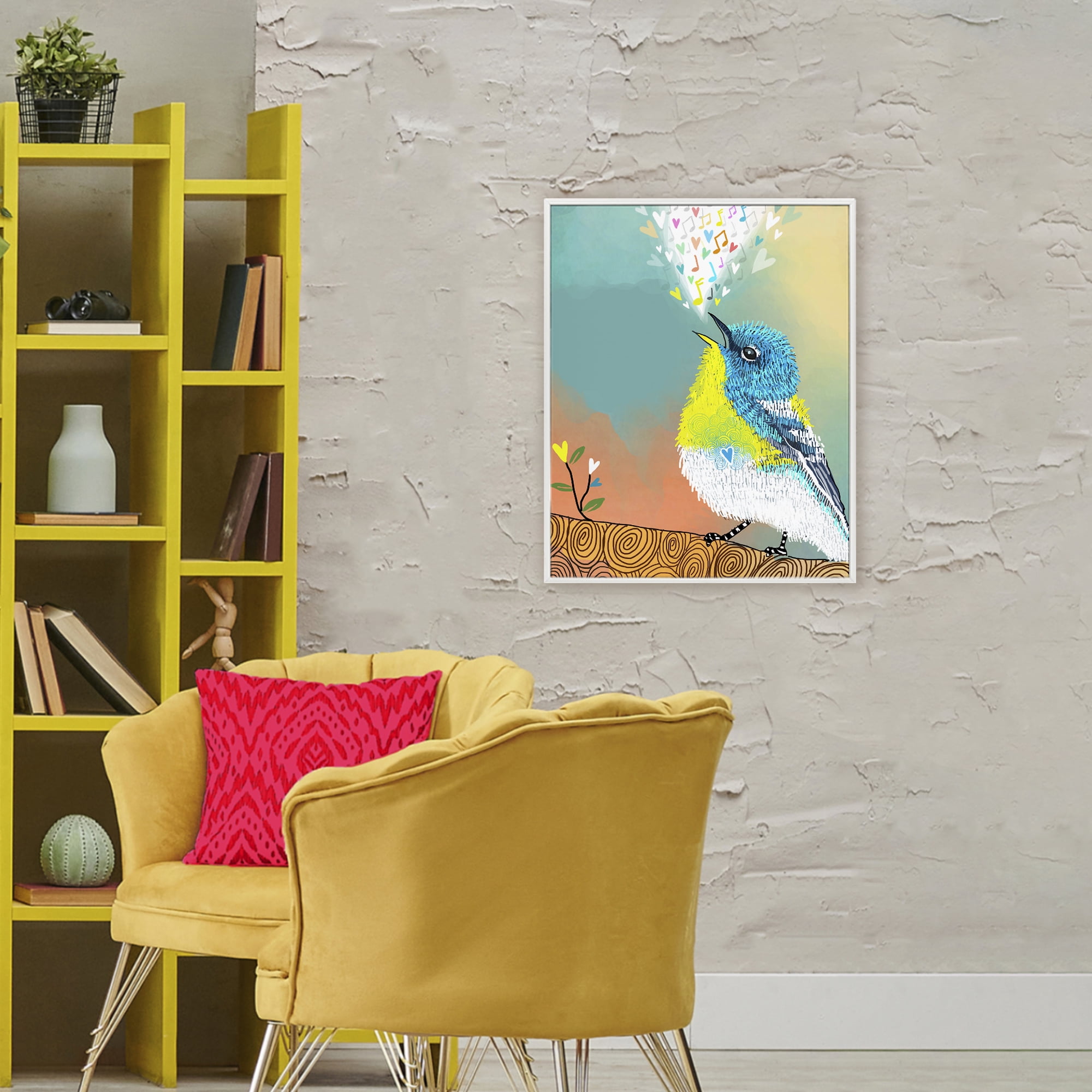 Stupell Industries Dream Chaser Songbird White Framed Giclee Art, design by Suzanne Millius