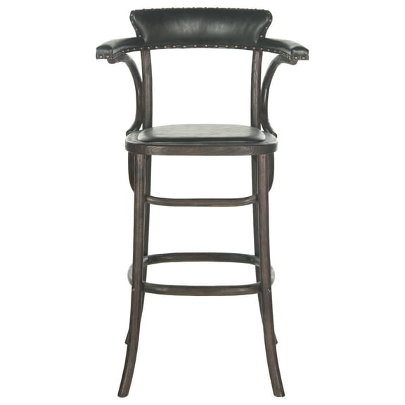SAFAVIEH Kenny Square Mid Back Bar Stool, Antique Black