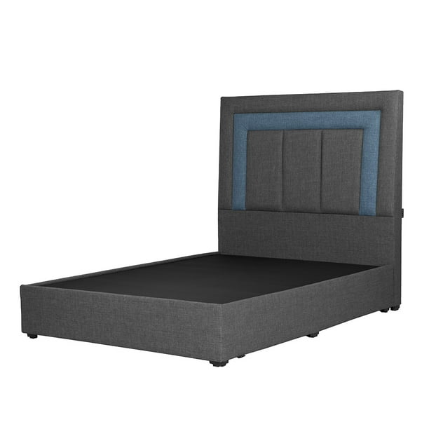Box Base Cama Matrimonial + Cabecera Bora Gris Oscuro