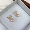 thumbnail image 5 of Pink/White Pearl Bow Clip on Earrings Women Rhinestone Bow Clip Earrings Cute Bow Clip Earrings, 5 of 6