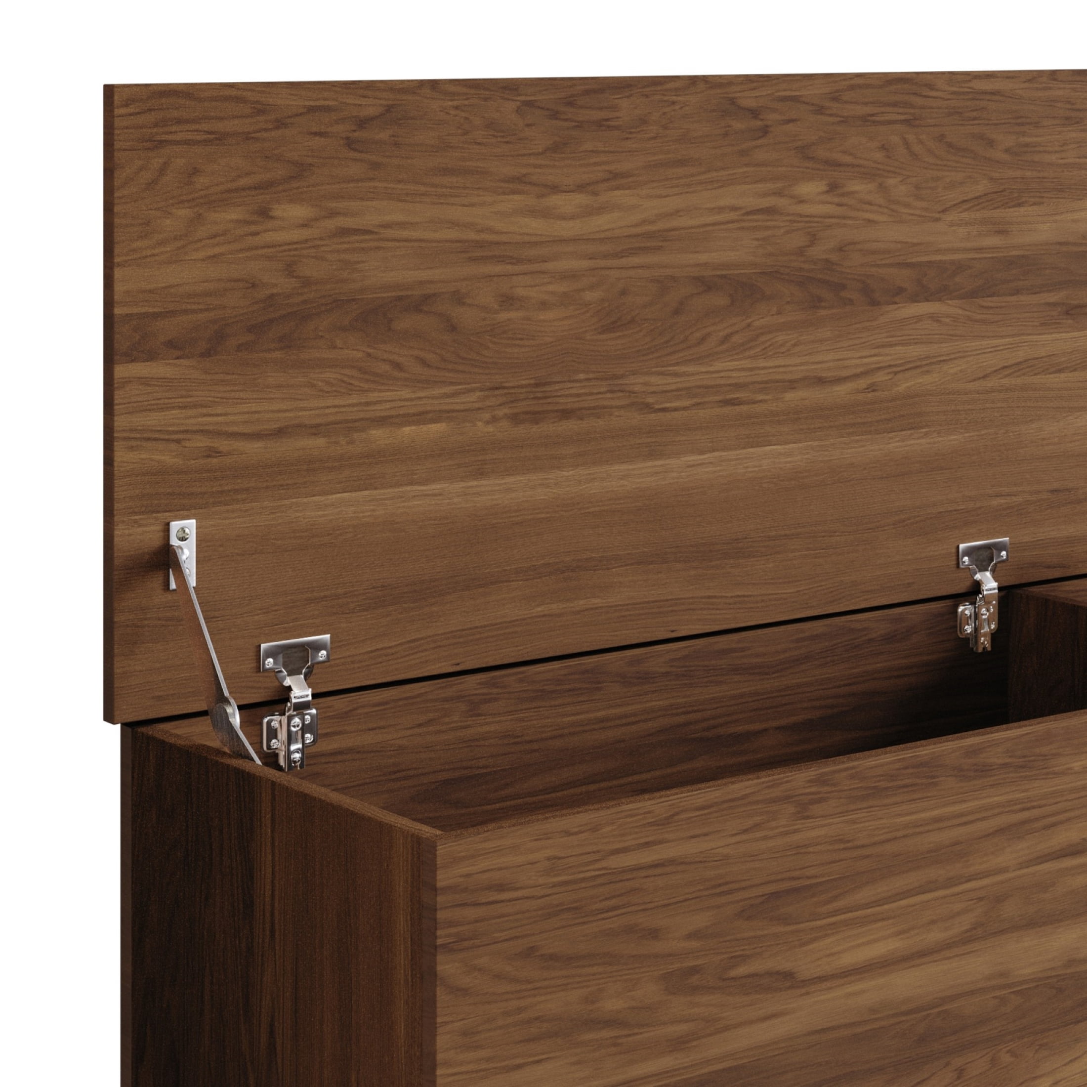 Home Design Auburn Storage Cabinet Bench with Hidden Compartment, Sturdy Construction, Multi-Purpose Design for Entryway, Bedroom, or Living Room, Brown