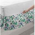 thumbnail image 2 of Floral Bed Skirt, Drawings of Exotic Flowers and Island Leaves, Elastic Bedskirt Dust Ruffle Wrap Around for Bedding Decor, 4 Sizes, Shamrock Green White, by Ambesonne, 2 of 2