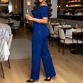 thumbnail image 6 of Ihhxva Women's 2 Piece Outfits off Shoulder Jumpsuit Set Summer Fit Sparkle Wide Leg Glittery Sequin Evening Party Stretchy Flowy Casual S-3XL, 6 of 9