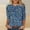 Dark Blue, variant on Dolkfu 3/4 Sleeve Comfort Colors Tshirt Blue Pull-on Boho Crew Neck T-Shirts Flowers Printed Fashion Tops Dark Blue,L