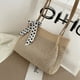 thumbnail image 3 of Bolso de mano de gran capacidad tejidos de paja de mano de hombro con cinta de seda para mujer, 3 of 6