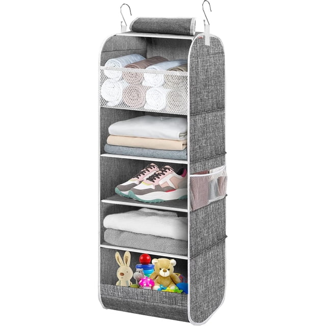 HMA PRO Organisateur de Rangement Suspendu (Résistant) 5 Étagères. Étagères de Placard Pliables, Organisateur Suspendu pour Placard, Véhicule Récréatif et RV, Matériau MDF Solide sur Toutes les Étagères. Vêtements de Bébé pour Chambre