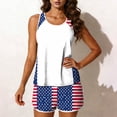 thumbnail image 4 of 4th of July Tankini Swimsuit for Women, Athletic Racerback Top with Built-in Bra and Pocketed Shorts Bathing Suit, Summer Beach Swimwear, 4 of 6