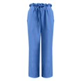 thumbnail image 4 of Endives Women's Cotton Linen Pants Wide Leg Pants Lantern Pants Fashion Basic Full Length Elastic Waist Comfort Soft Streetwear Beach Holiday Pant Blue, 4 of 4