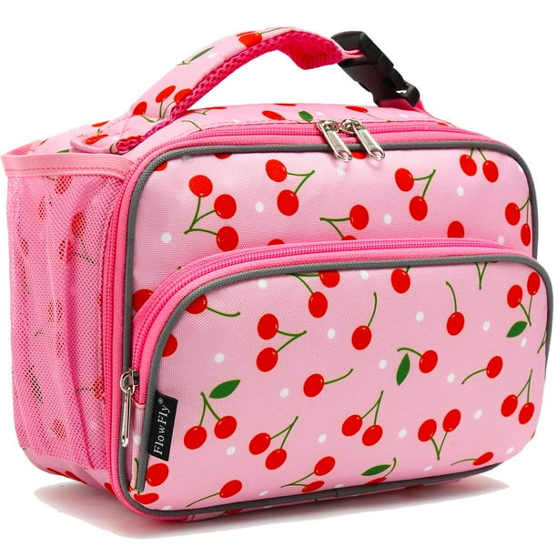 Lonchera FlowFly Kids, suave y aislante, color cereza, para más de 3 años