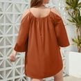 thumbnail image 6 of Plus Size Dress for Women Cold Shoulder Long Sleeve Solid Color Tunic Tops T Shirts Dress Casual Loose Summer Mini Dress, 6 of 6