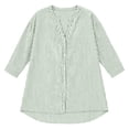 thumbnail image 6 of Uaswgudfs Women's Casual Loose Fit Striped V - neck 3/4 Sleeve Button Front Blouse Top Shirt for Women Casual Summer Outfit Green M, 6 of 6