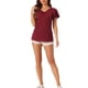 thumbnail image 2 of Camiseta de dormir para mujeres INSPIRE CHIC, camiseta de manga corta, suave, de punto, con cuello en V y volantes, pijama rojo M, 2 of 6