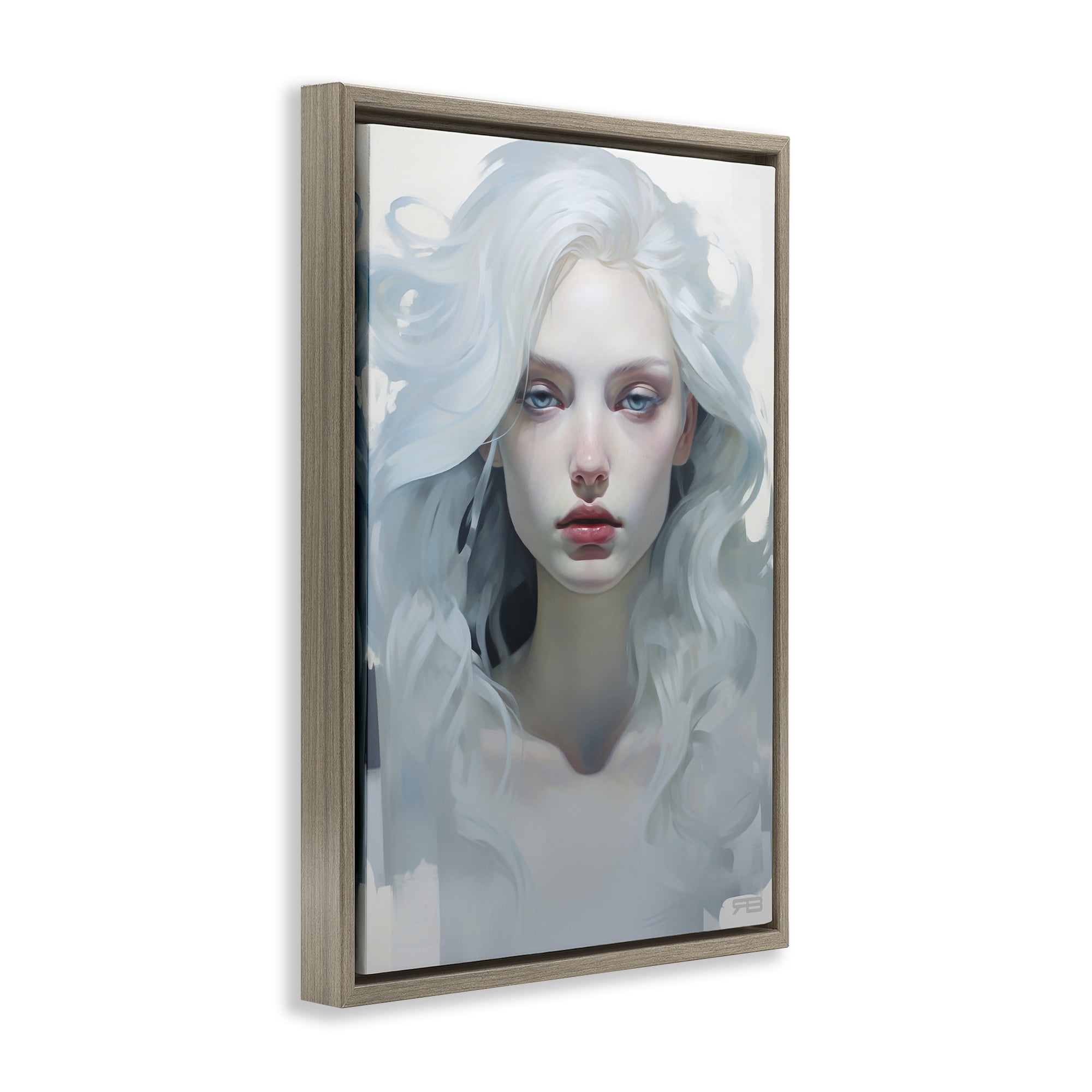 Stupell Industries Flowing Hair Visage Novelty Painting Brown Floater Framed Art Print Wall Art, 17 x 25