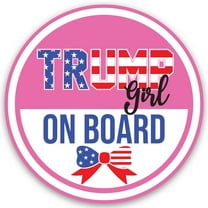 Magnet Me Up Trump Girl on Board Car Magnet Decal, 5 Inch Round, Pink, Ribbon
