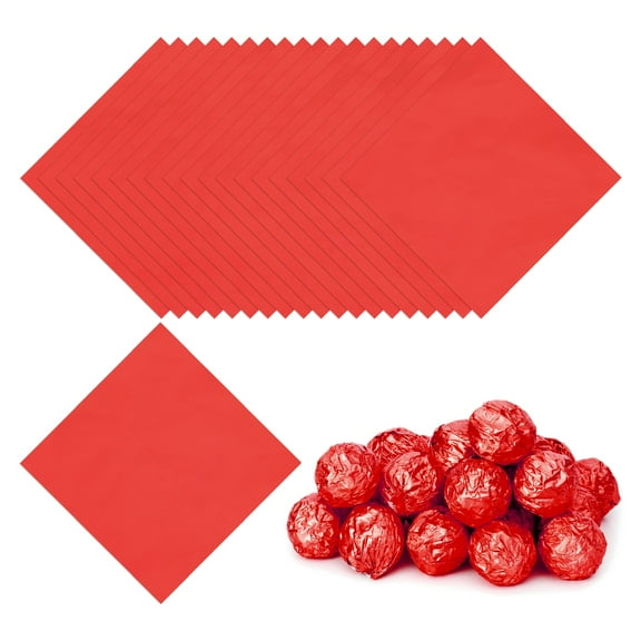 3.15 Inch Foil Candy Wrappers, 200 Pcs Chocolate Wrapping Paper for Homemade Caramel DIY Candies Decoration, Red