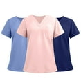 thumbnail image 7 of 3 Pack Pink V-Neck Women Scrub Tops – Soft Stretch with 3 Pockets for Medical & Nursing Use 3XL, 7 of 7