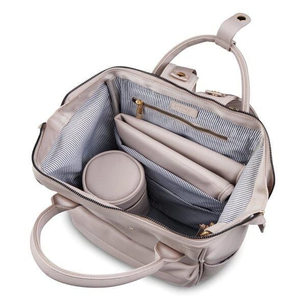 Bababing Diaper Bag Mani Backpack Grey Plush Vegan Leather