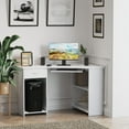 thumbnail image 2 of HOMCOM L-Shaped Corner Computer Desk w/ 2 Shelves Keyboard Tray White, 2 of 10