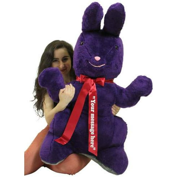 Personalized Giant Stuffed Purple Bunny 42 Inch Soft American Made Plush Rabbit Made in USA America