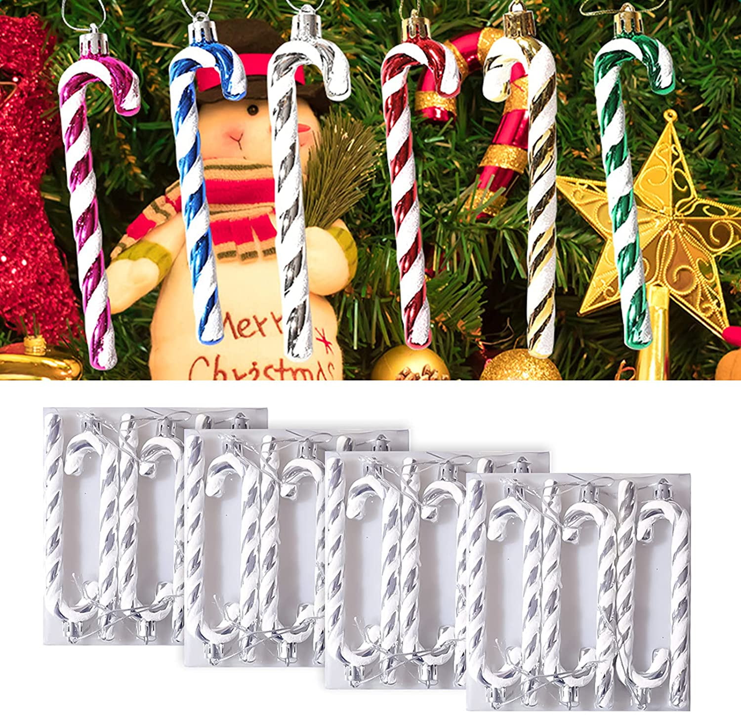 18 Pcs Christmas Cane Ornament Hanging Candy Mini Crutches Christmas Tree Hanging Decorations