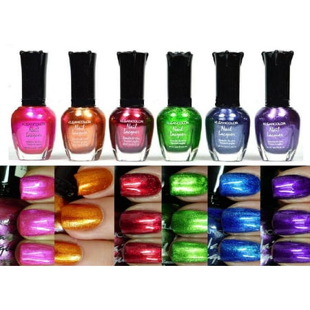 Kleancolor Collection Full Size Metallic Lot Nail Polish, 6 Pc
