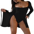 thumbnail image 3 of OUSITAID Robe Décontractée pour Femmes à Nouer Taille Haute Deux-en-un, 3 of 7