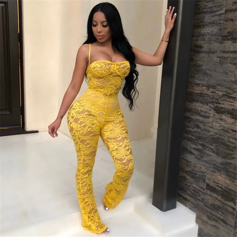 Yellow 2024 lace jumpsuit