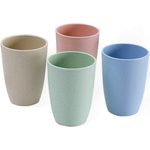 10oz Multi-color Wheat Straw Cups,4.1x3.1In Reusable Drinking Cups for Coffee,Set of 4 Durable Kitchen Glasses for Juice,Milk,Soda,Coffee