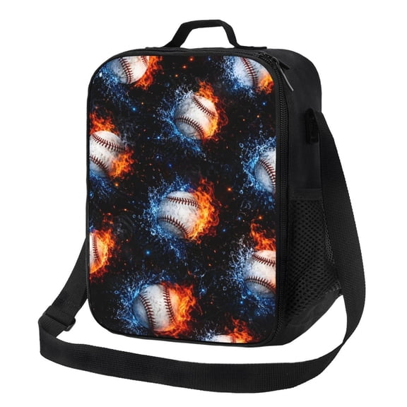 Baseball Lunch Bag Insulated Thermal Lunch Box with Shoulder Strap & Handle for Women and Men
