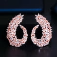 thumbnail image 6 of Luxury Rose Gold Flower Cubic Zirconia Big Wedding Earrings for Women, 6 of 9