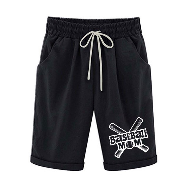 Pantalones Cortos de Verano para las Mujeres de Cintura Alta Estampado Elástico Cordón de Cintura, Casual Bolsillos Pantalones de Pijama