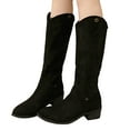 thumbnail image 4 of Leozcaa Women's Knee High Boots Suede Flat Pointed Toe Stretchy Slouchy Boots Side Zipper Dress Tall Boot, 4 of 8