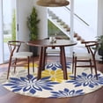 thumbnail image 3 of Round Rugs 6Ft, Geometric Flower Round Area Rug Washable Indoor Throw Carpet, Vintage Country Floral Blue Yellow on Linen Soft Non Slip Circle Rug for Office Cabinet Home Decor Aesthetic, 3 of 8