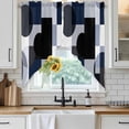 thumbnail image 4 of Navy Blue Black Kitchen Window Curtains, Swag Curtains Valance for Bedroom Living Room Bathroom, Art Modern Abstract Geometric Rod Pocket Window Treatment Curtain Block Drapes 2 Panels 36"x36", 4 of 9