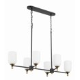 thumbnail image 5 of Craftmade - Council 6 Light 28.25 in. Flat Black/Satin Brass Finish Kitchen Island Pendant Chandelier with White Frosted Glass, 5 of 8