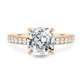 thumbnail image 2 of 2.00Ct Cushion Cut Lab-Grown Diamond Pavé Solitaire Engagement Ring, 14K Rose Gold, US 8.5, 2 of 7