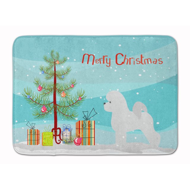 Carolines Treasures BB2963RUG Bichon Frise Merry Christmas Tree Machine Washable Memory Foam Mat