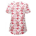 thumbnail image 3 of Wrcnote Valentine Print Scrub Tops for Women Short Sleeve Nurse Uniform V Neck Tunic Pockets T Shirt Blouse, 3 of 3