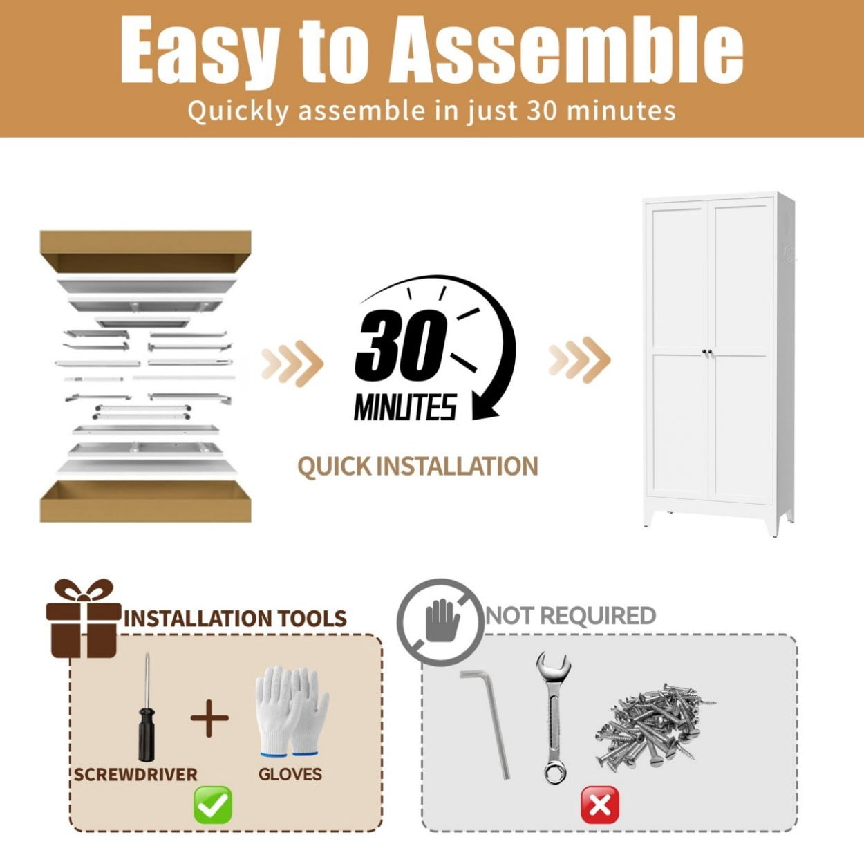 75" Metal Kitchen Pantry Cabinet with Doors, Heavy Duty Freestanding Storage Organizer, 5 Adjustable Shelves, 180 LBS Capacity Steel Cabinet for Kitchen Dining Room Pantry, White