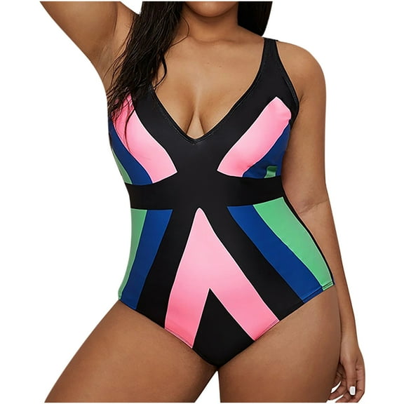 Utoimkio One Piece Bathing Suits for Women High Cut Women's Plus Size Swimsuit One Piece Swimsuit Pleated Belly Swimsuit Swimsuit Bikini