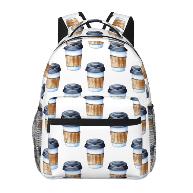 Easygdp Coffee To Go Pattern Mochila Ergonómica Versátil para Laptop - Múltiples Bolsillos, Correas Ajustables, Unisex para Escuela, Viajes y Actividades al Aire Libre-One Size