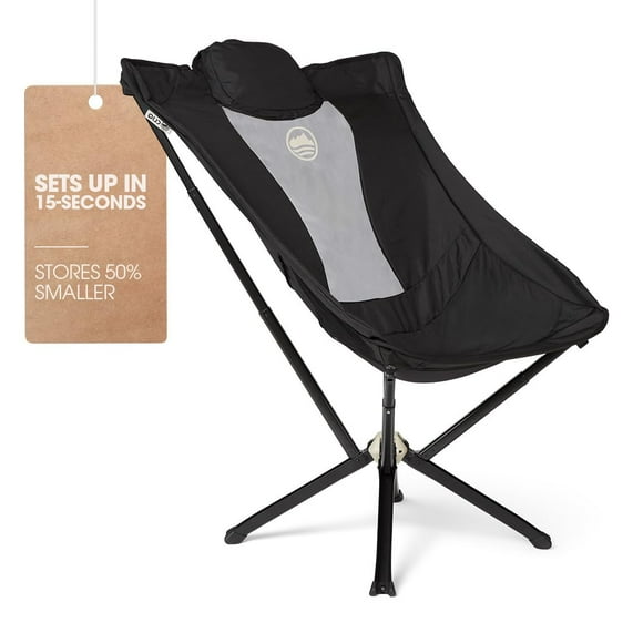Silla Lounge para Exterior CLIQ EpiQ Plegable para Camping 180kg Negra