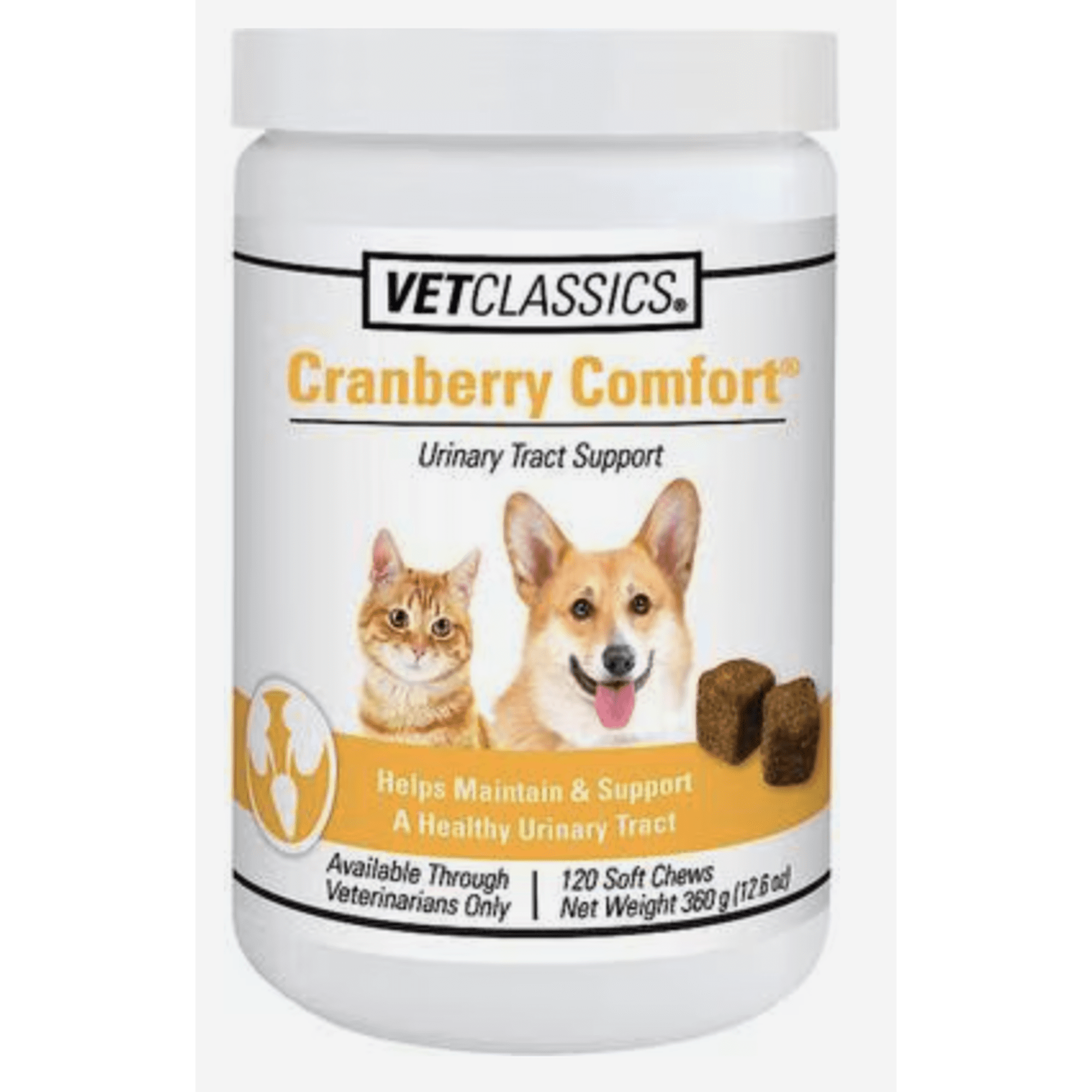 Vet Classics Cranberry Comfort Urinary Tract Support for Dogs and Cats, 120 Soft Chews