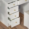 thumbnail image 4 of OXYLIFE Vanity Set with 5 Drawers and Shelves, Makeup Dressing Table with Light Mirror, Cushioned Stool, White, 4 of 5