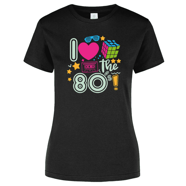 Playera de Mujer con Estampado Rubik Brillante en la oscuridad Retro Epoca de los 80´s Colores Fosforescentes | Diseños retro y vintage