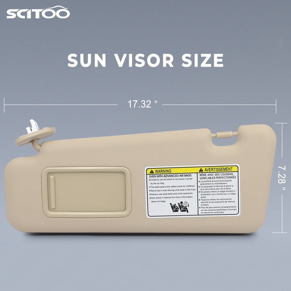 SCITOO Left Driver Side Sun Visor Assembly fit for Toyota Highlander 2008-2013 with Sunroof (Beige)